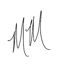 a black and white drawing of the letter M M